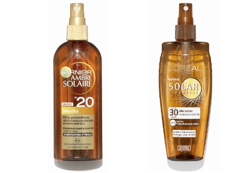 Olii solari Garnier Ambre Solaire e L'Oreal Solar Expertise