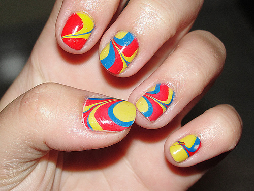 Water Marble nail art