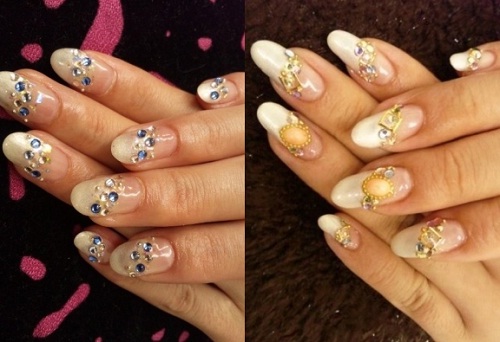 Nail art inverno 2012: unghie colorate e gemme preziose