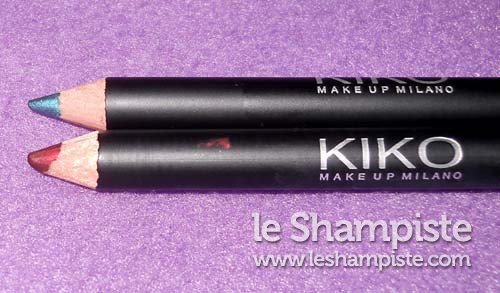 Kiko Glamorous Eye Pencil #403 Terra di Siena Bruciata e #409 Blu Avio swatches