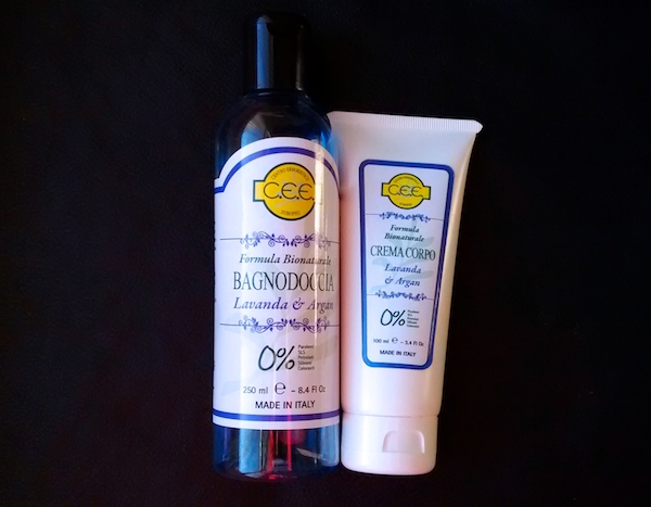 Bagnoschiuma e crema copro Argan Cosmetics recensione